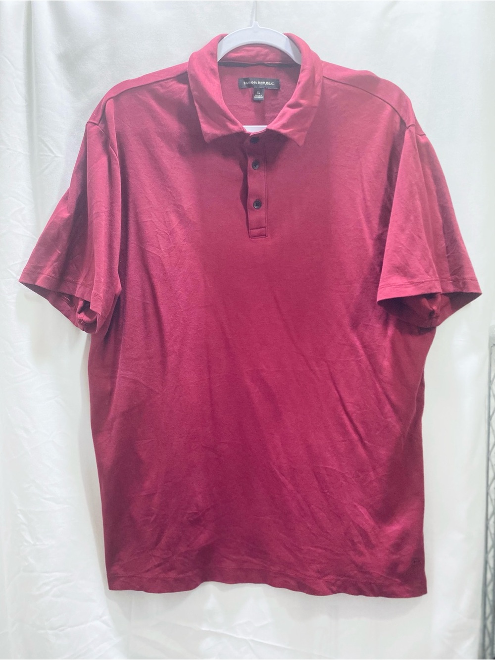 Banana Republic Burgundy Solid Polo Shirt Men's XL Short Sleeve Cotton Logo